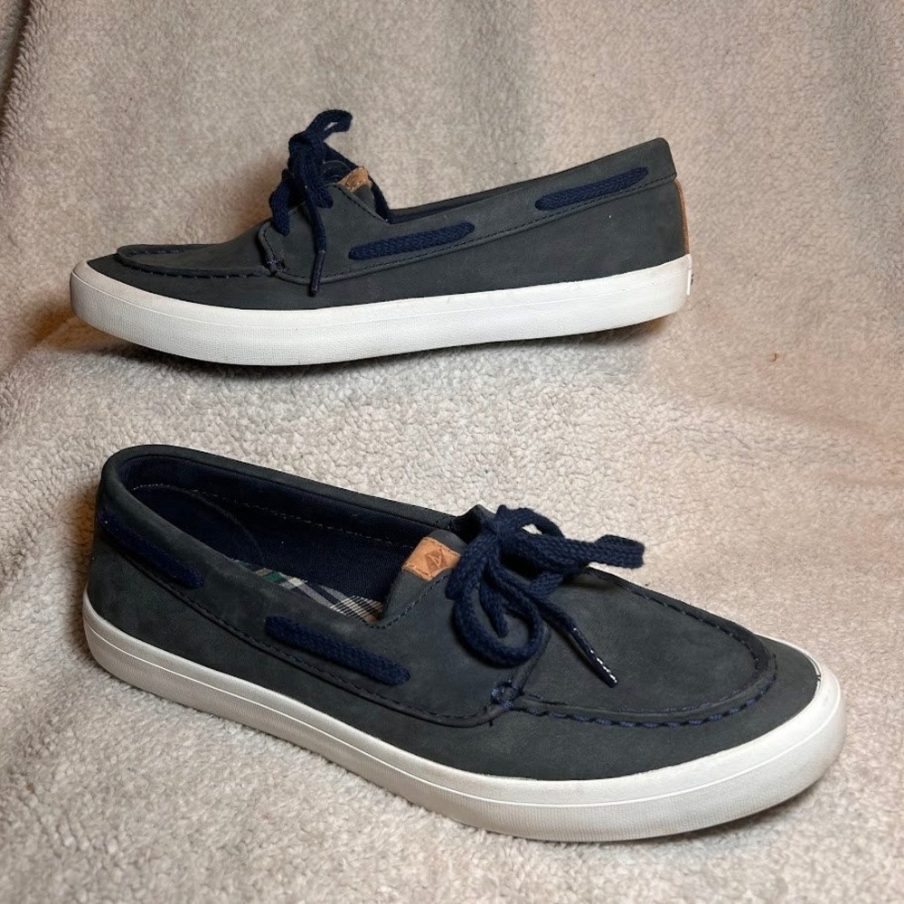 Sperry Top-Sider Women's 8.5 Sailor Nubuck Navy Blue Boat Shoe Slip On Loafers